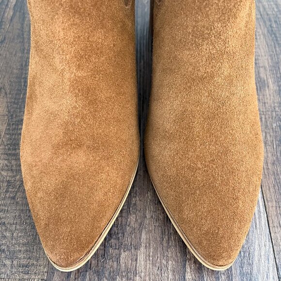 Steve Madden Addy Pull On Suede Boot Bootie Block Heel Cognac Brown Size 9 - Picture 4 of 15